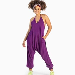 Solid Savannah Jumper Buddha Pants , purple, small